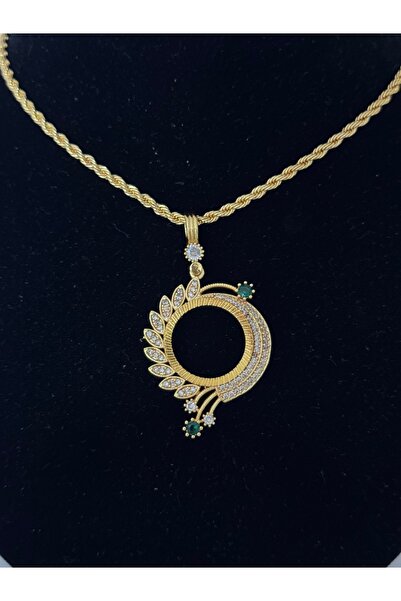 stainless steell Medusa ÇEYREK Altın Çerçeveli Kolye (Altın Kaplama)