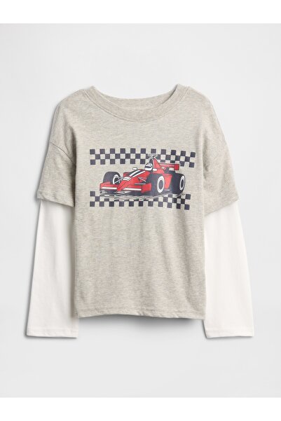 GAP Erkek Bebek Gri Grafik Baskılı T-Shirt