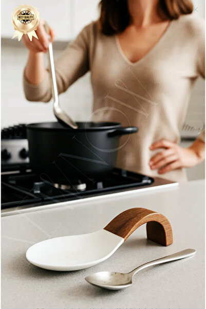 Bonjour Gift & Hobby Suport pentru lingură din silicon cu aspect de salcâm, care nu se aprinde și nu se lipsește.