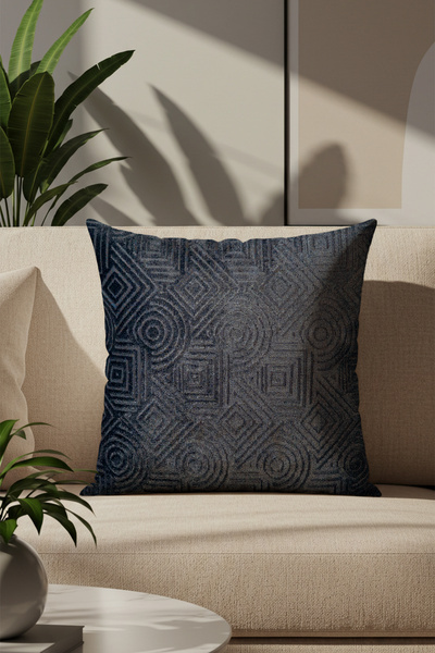 Sezyon غطاء وسادة ميرا منقوش باللون الرمادي الفحمي مقاس 50×50