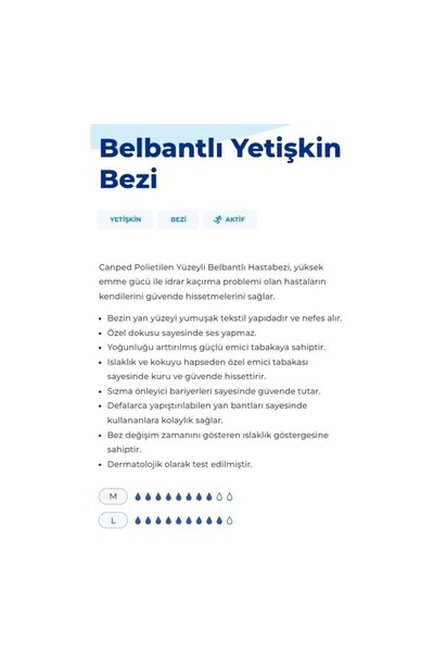 Canped Orta Boy Belbantlı Hasta Bezi Islaklık Göstergeli 30 Lu