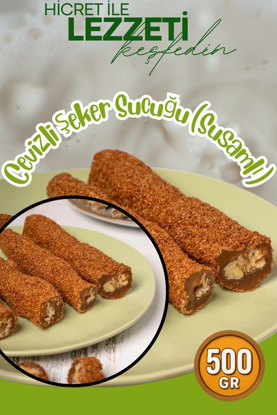 Hicret Kuruyemiş Cevizli Şeker Sucuğu (Susamlı) 500 Gr
