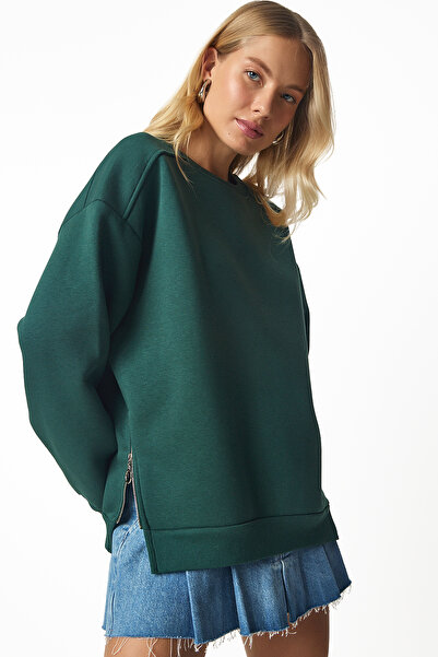 Lovelyİstanbul KHAKI LUB0003 - Φούτερ με φερμουάρ με λεπτομέρειες