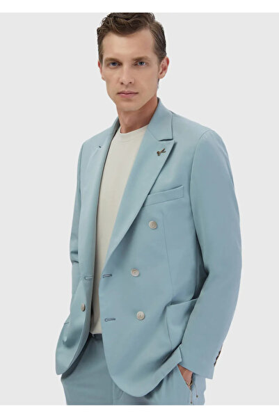 Ramsey Aqua Plain Comfort Fit Knitted Suit