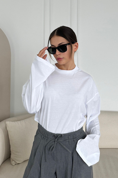 C&City Geniş Kol Oversize 2'li Paket T-Shirt 964 Siyah/Beyaz