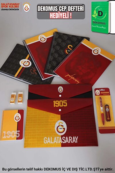 Galatasaray "Dekomus Pocket Notebook Gifted" Licensed A4 Spiral 4 Pieces Line...