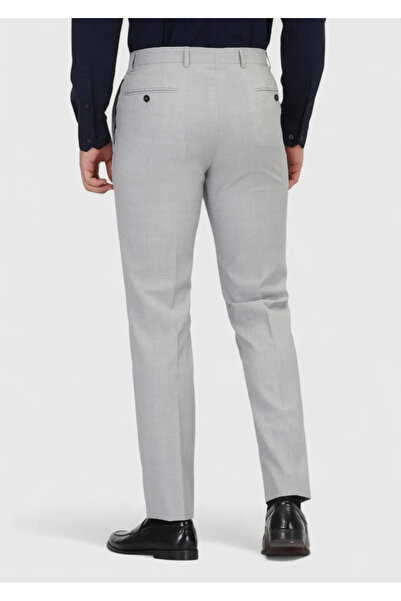 Ramsey Gri Düz Dokuma Regular Fit Klasik %100 Yün Pantolon