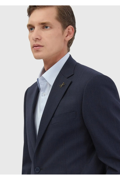 Ramsey İndigo Mikro Modern Fit Yün Karışımlı Takım Elbise