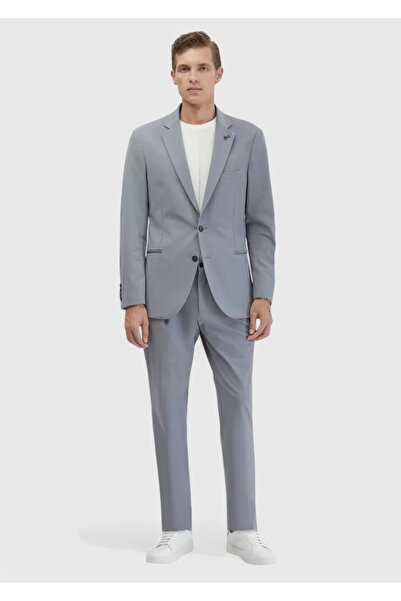 Ramsey Light Gray Plain Comfort Fit Knitted Suit