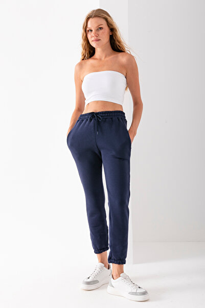 GİYSA Paçası Lastikli Eşofman Altı Lacivert Kışlık 3 Iplik Şardonlu reguar fit - 2529-9016-9017