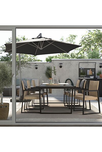 IKEA yemek masası, koyu gri, 224x93 cm