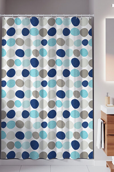 Tropikhome Tek Kanat Duş Perdesi, Polyester Kumaş Duşakabin Perdesi 180x200 cm