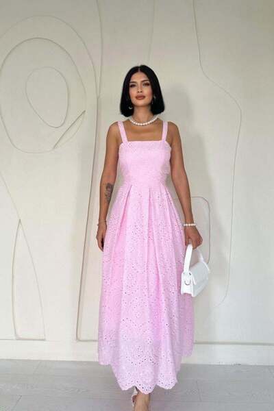 novafems Rochie Brode Roz cu Bretele