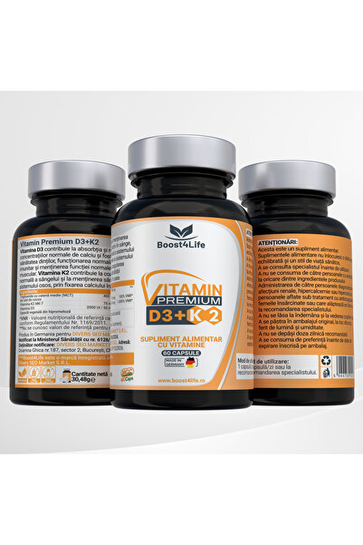 Boost4Life Βιταμίνη PREMIUM D3 + K2, Boost4Life, 2000 IU D3, 75 mcg K2, μαλακές κάψουλες MGCaps®️, 60 κάψουλες