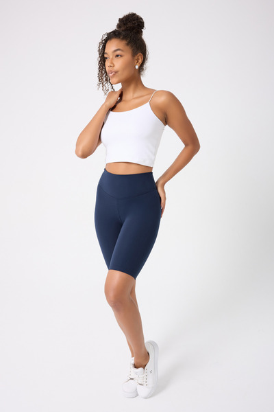 Myluvi Cupro Recovery Effect Women's Short Biker Sports Leggings Navy Blue