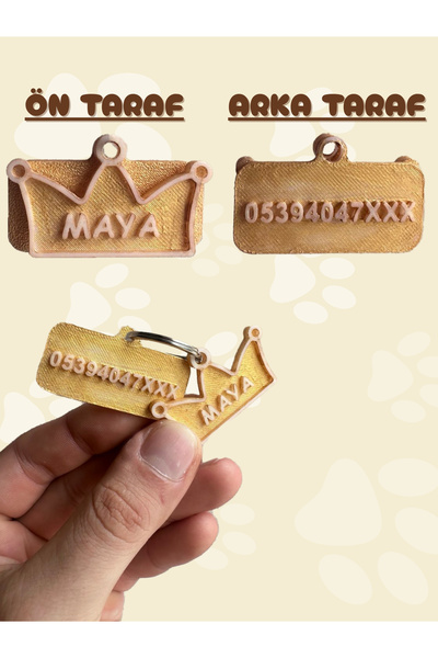 Patimin İzleri Kedi Ve Köpekler için Kişiye Özel İsim Yazılabilir Çıngıraklı Taç Künye Ve İsimlik ( 2.Resmi Okuyun)