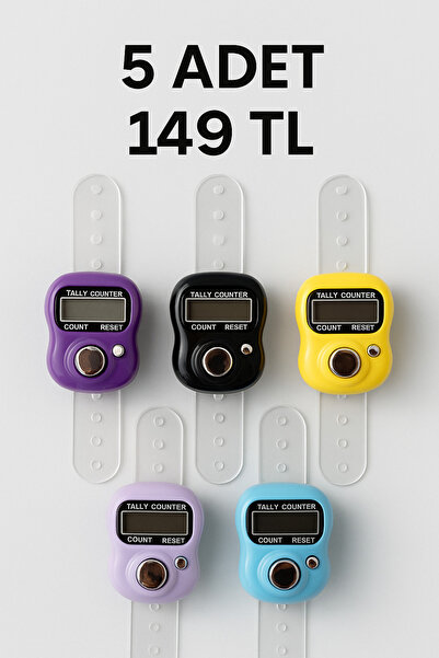 zikirmatik 5 Adet Karışık Renk - Yüzük Tesbih Zikir Matik Namaz Zikir - Karış...