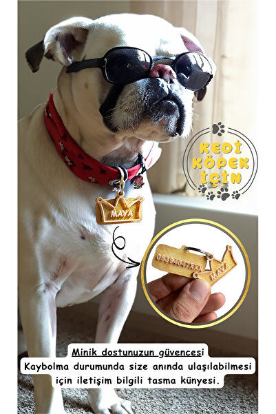 Patimin İzleri Kedi Ve Köpekler için Kişiye Özel İsim Yazılabilir Çıngıraklı Taç Künye Ve İsimlik ( 2.Resmi Okuyun)