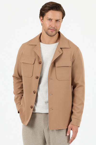 Frappoli Viana Men's Dark Mink Overshirt Lycra Sports Jacket