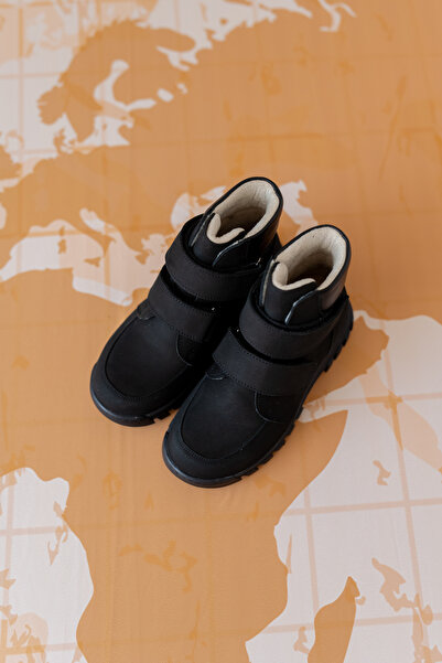 Bebbini Helsinki-Siyah Hakiki Deri Çocuk Bot