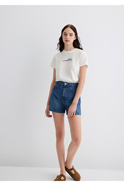 Mavi Baskılı Beyaz Tişört Regular Fit / Normal Kesim 1613440-70057