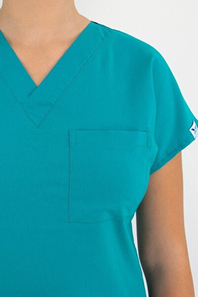 Nur Medikal Giyim Unisex Τιρκουάζ Μπλε Lycra Doctor Nurse Hospital Scrubs Μονόχρωμο μπλουζάκι