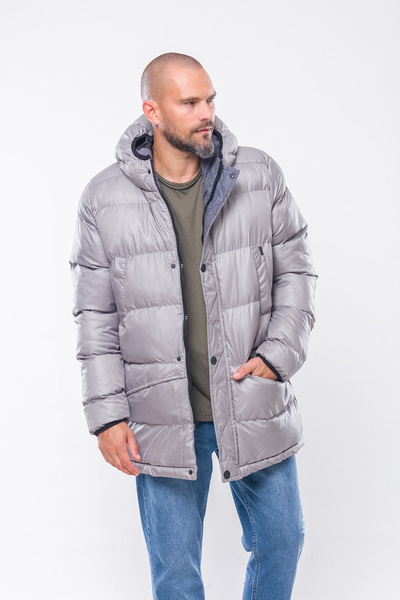 Kevin K236 Men's Gray Hooded Coat