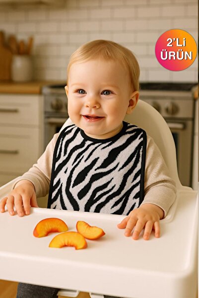 Ender Home Wild Spirit 2'li Zebra Desenli Bebek Mama Önlüğü – Sıvı Geçirmez %...