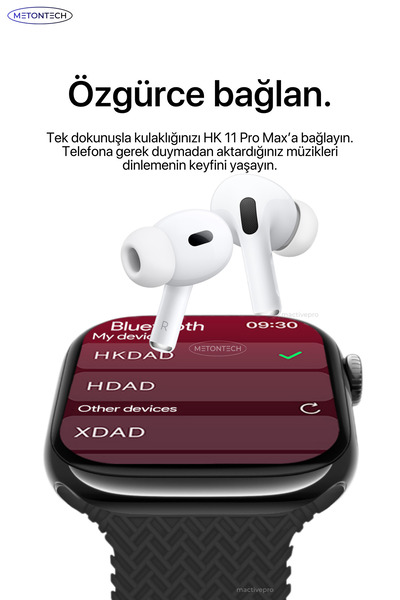 MactivePro Watch HK11 Pro Max Amoled Akıllı Saat Tüm Akıllı Telefonlara Uyumlu Kordon Hediyeli Amoled Ekran
