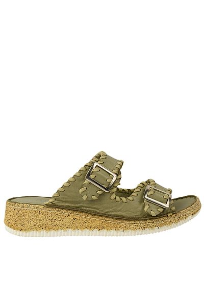 Anna Viotti Casual slippers, women, Anna Viotti, D27-25586, green, leather 40