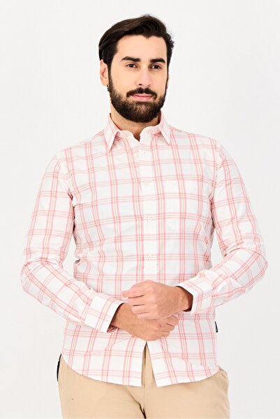 Kenneth Cole قميص رجالي منقوش بأكمام طويلة وياقة واسعة، متعدد الألوان