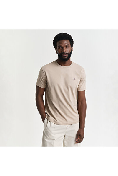 Gant Erkek Bej Regular Fit Bisiklet Yaka T-Shirt