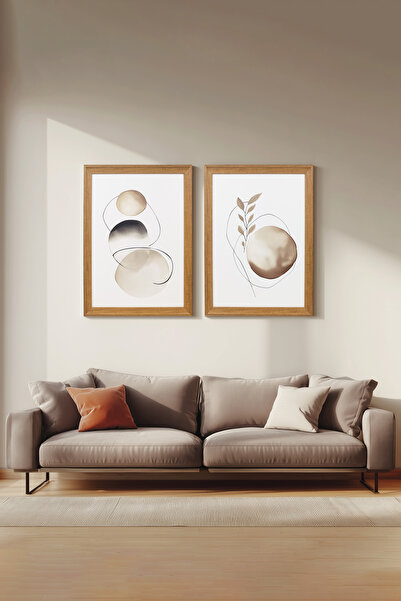 Ahsen resim çerçeve Σετ 2 Πίνακες με Κορνίζα - Διακόσμηση Τοίχου Αφηρημένοι Π...