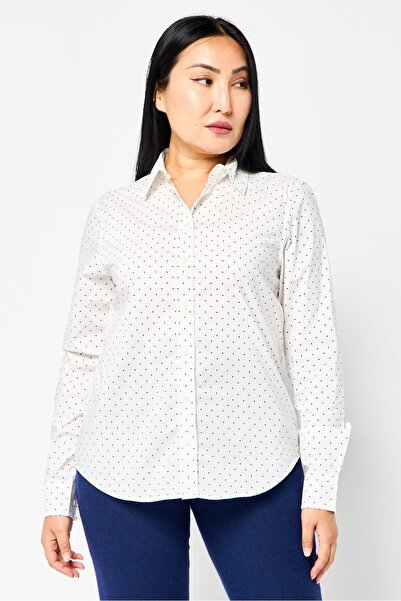 Gant قميص نسائي مطبوع بالكامل بأكمام طويلة وياقة واسعة، متعدد الألوان