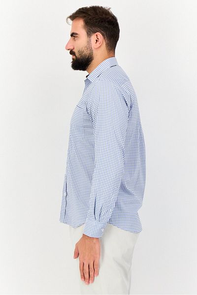 Kenneth Cole Men Spread Collar Long Sleeve Checkered Shirt, Multicolor