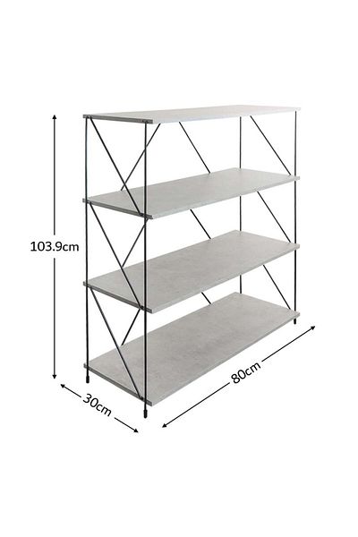 BAITY 4-Tier Multi-Use Wooden Shelf, Malaysian Wood, Gray Color