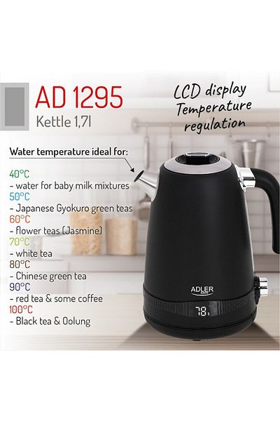 adler Electric Kettle 1.7L MAD1295B with Temperature Control and Keep Warm Function