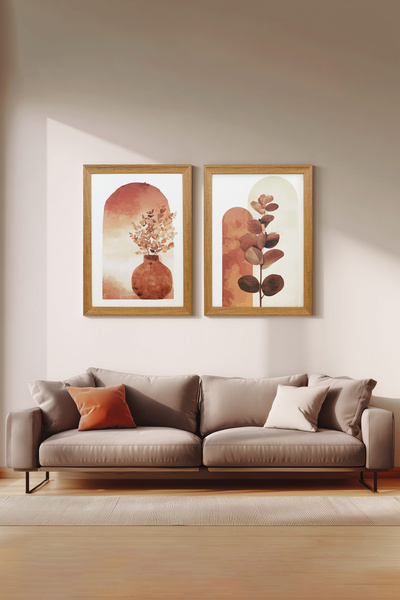 Ahsen resim çerçeve Σετ 2 Πίνακες με Κορνίζα - Διακόσμηση Τοίχου Αφηρημένοι Π...