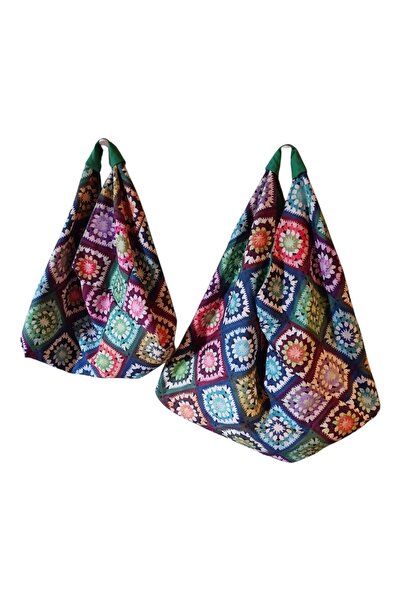 handedizayn Hediyedelisi Anne Kız Örme Desenli Origami Çanta Takımı