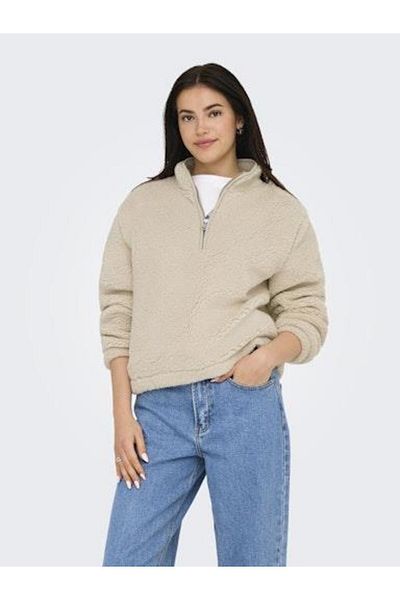 ONLY 15311631-Onlnew Dallas Highneck Zip Gray Pum Women Sports Sweatshirt