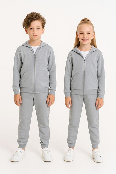 AHENGİM Girls - Boys Basic Zippered School Tracksuit Set Ak0785