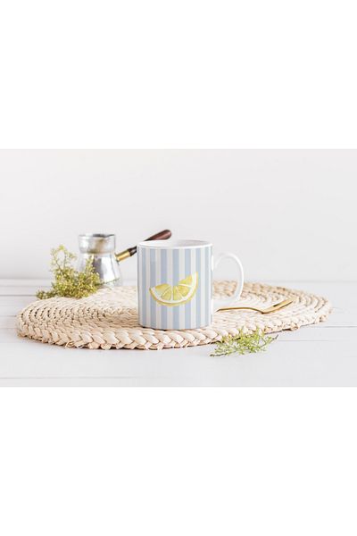 EYBaskı Tasarım Mixed Color Modern Patterned Porcelain Mug – Summer Atmosphere Design