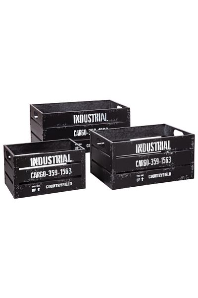 Atmosphera 3-Piece Industrial High Quality Iron Storage Crate Set