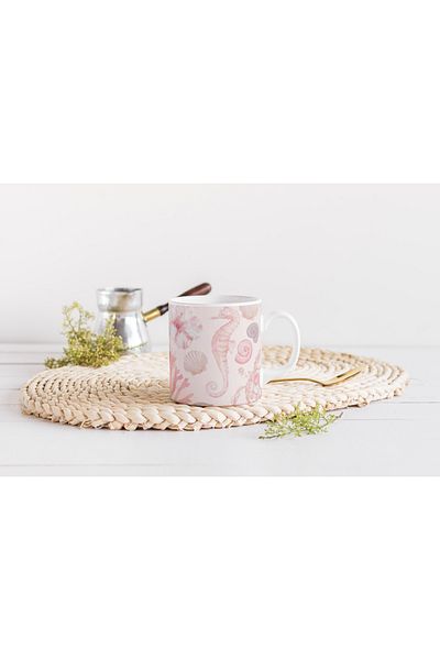 EYBaskı Tasarım Mixed Color Modern Patterned Porcelain Mug – Summer Atmosphere Design