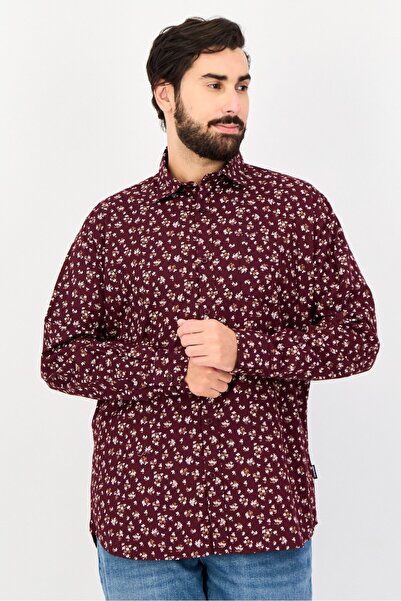 Kenneth Cole قميص رجالي كاجوال بأكمام طويلة وطبعة زهور بقصّة Slim Fit، متعدد ...