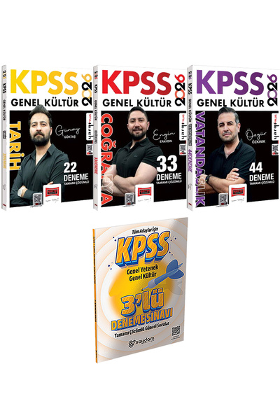 Yargı Yayınları 2026 KPSS Tarih Coğrafya Vatandaşlık Çözümlü 99 Deneme - 3 De...