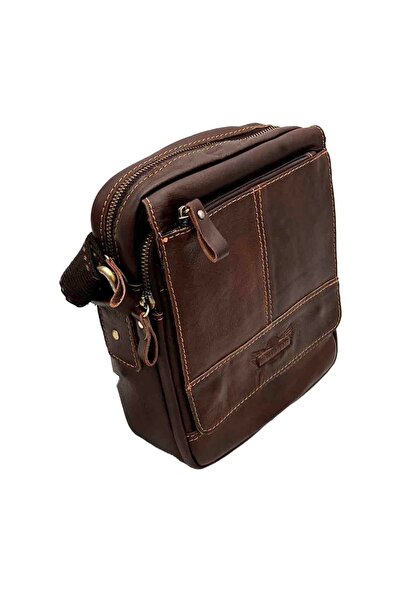 OEM Geantă de umăr pentru bărbați Ruff Ryder, maro, 22x19x7 cm, piele, colecț...
