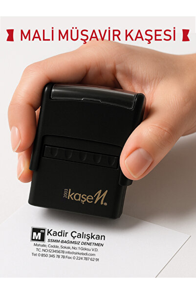 MÜHÜRŞAH 2003 Mali Müşavir Kaşesi - ( Siyah- Mavi- Kırmızı Mürekkep )