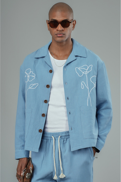 Butik Тенденція Біз Вишивка Детальний Лляний Сорочка Штани Костюм