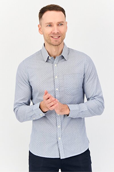 Kenneth Cole Men Regular Fit Microdot Print Long Sleeves Casual Shirt, Multic...